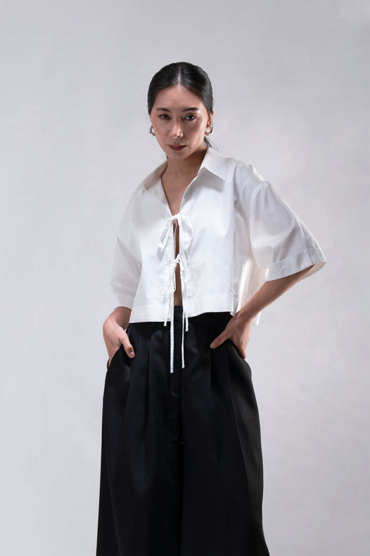 Cropped Tie-Up Shirt